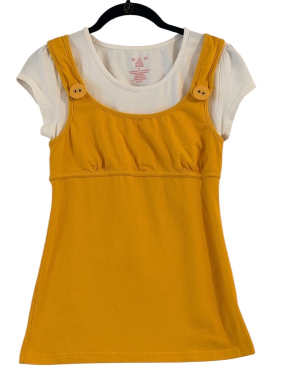MKM Designs Y2K Babydoll Layered Tie Back Top Yellow M